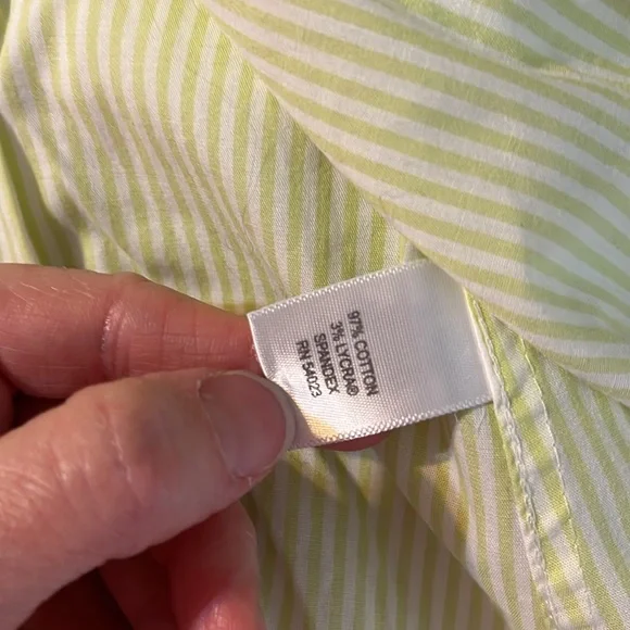 Banana Republic green striped button down shirt size 8 - Picture 6 of 6